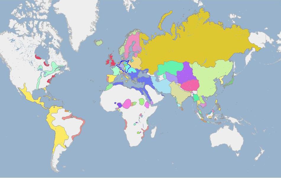 Карта мира 1700 год