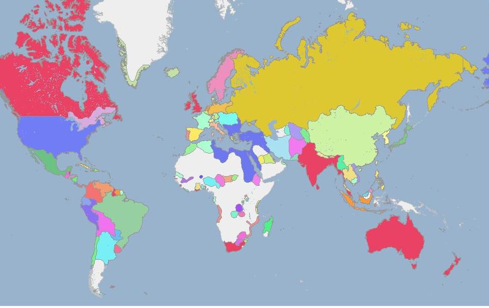 Политическая карта мира 1870 год